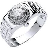 White Gold Gents CZ Ring