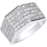 White Gold Gents Five Row CZ Ring