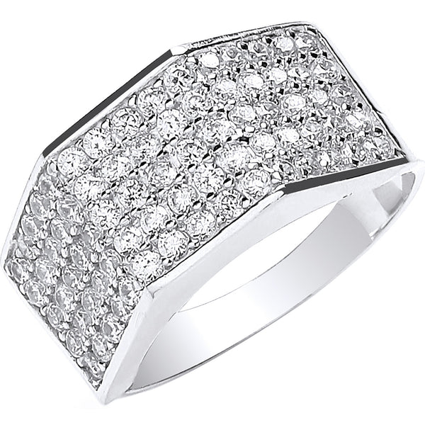 White Gold Gents Five Row CZ Ring
