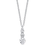White Gold Graduated CZ Drop Pendant On 18" Chain