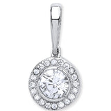 White Gold Halo Style CZ Pendant