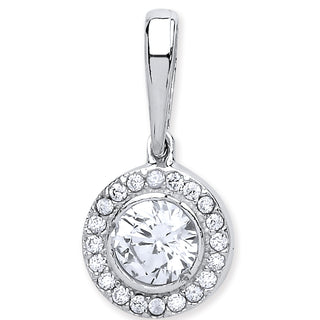White Gold Halo Style CZ Pendant