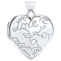 White Gold Heart Locket With Love Engraved