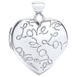 White Gold Heart Locket With Love Engraved