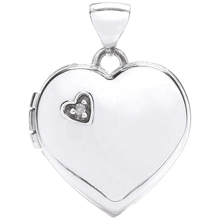 White Gold Heart Shape Locket With Diamond (£290)