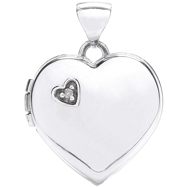 White Gold Heart Shape Locket With Diamond (£290)
