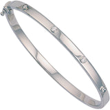 White Gold Hollow CZ Oval Bangle
