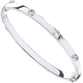 White Gold Hollow Oval Baby CZ Bangle