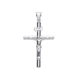 White Gold Hollow Round Tube Crucifix