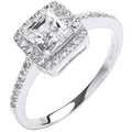 White Gold Ladies Princes Centre CZ Ring