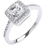 White Gold Ladies Princes Centre CZ Ring
