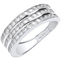 White Gold Ladies Three Row CZ Ring 3.8g