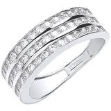 White Gold Ladies Three Row CZ Ring 3.8g