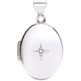 White Gold Oval Locket With Diamond