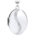 White Gold Oval Shaped Locket With Diamond