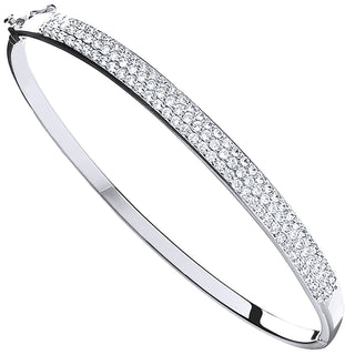 White Gold Pave Set CZ Bangle