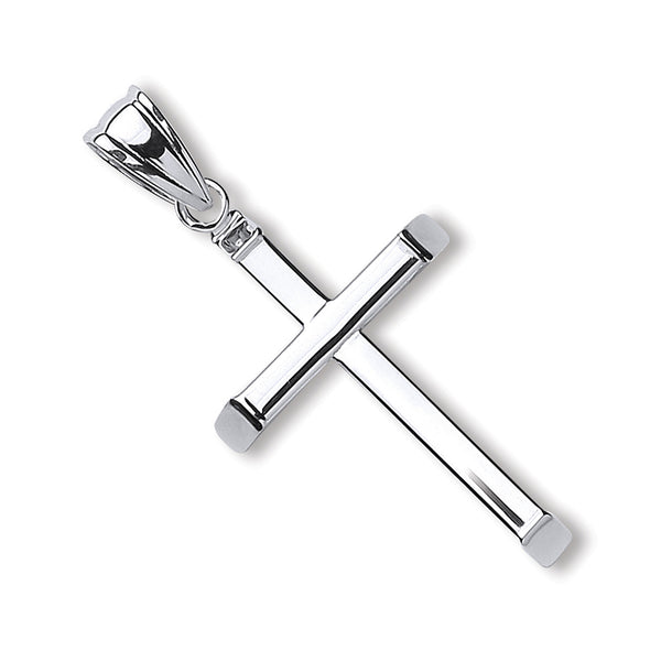 White Gold Plain Hollow Cross