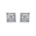 White Gold Princess Cut CZ Centre Stud