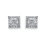 White Gold Princess Cut CZ Centre Stud