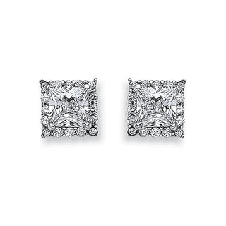 White Gold Princess Cut CZ Centre Stud