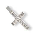 White Gold Princess Cut CZ Cross