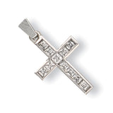 White Gold Princess Cut CZ Cross