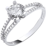 White Gold Split Shank CZ Engagement Ring 2.1g