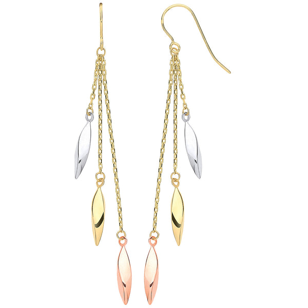 Y, W & Rg Twisted Tubes Hollow Drop Earrings