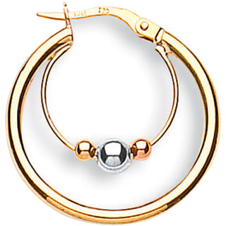 Y W & Rose Gold 25mm Fancy Hoop Earrings