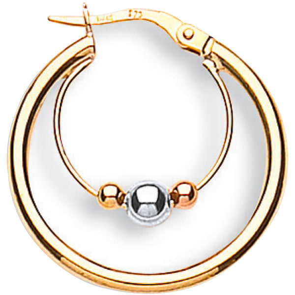 Y W & Rose Gold 25mm Fancy Hoop Earrings