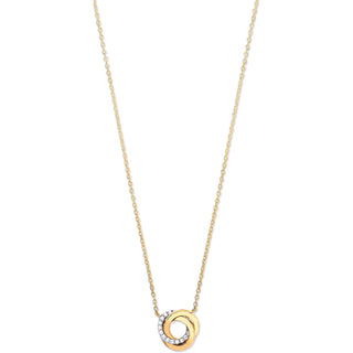 Y, W & Rose Gold Entwined 3 Rings CZ Necklace