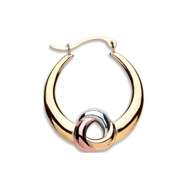 Y W & Rose Gold Large Hollow Fancy Hoop Earrings