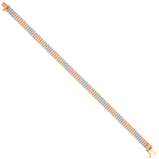 Y, W & Rose Gold Panther Link Ladies Bracelet