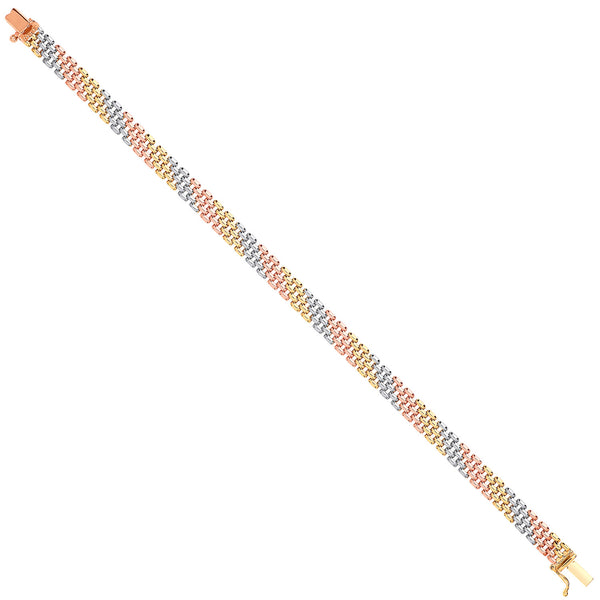 Y, W & Rose Gold Panther Link Ladies Bracelet
