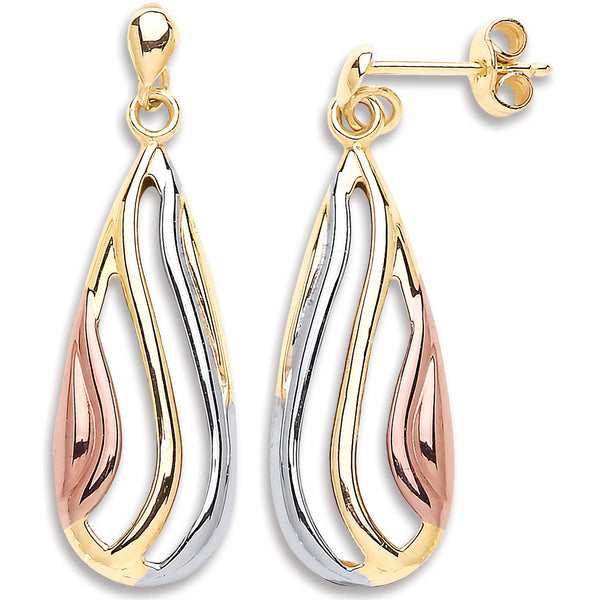 Y W & Rose Gold Teardrop Earrings
