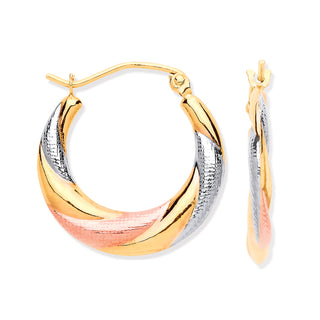 Y, W & Rose Gold Twist Hoop Earrings
