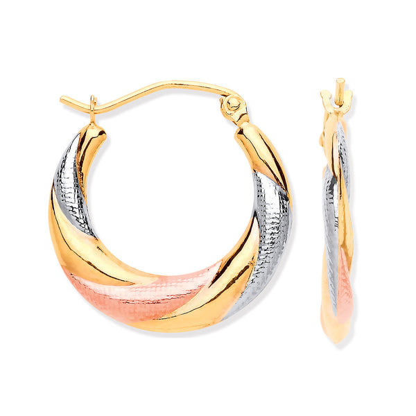 Y, W & Rose Gold Twist Hoop Earrings