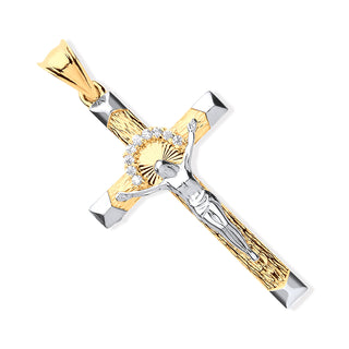 Y & White Gold Crucifix With CZ