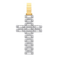 Y & White Gold CZ Fancy Link Large Cross