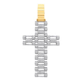 Y & White Gold CZ Fancy Link Large Cross