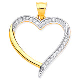 Y & White Gold CZ Heart Pendant