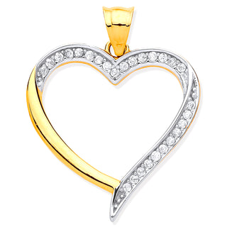 Y & White Gold CZ Heart Pendant