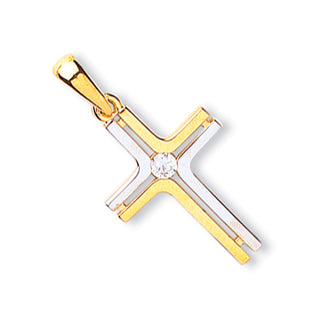 Y & White Gold Fancy CZ Cross
