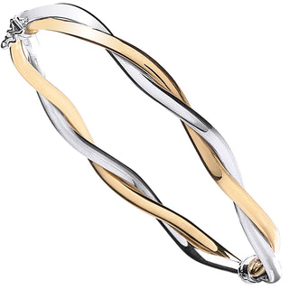 Y & White Gold Fancy Twisted Bangle
