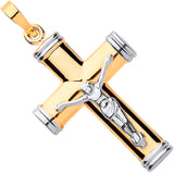 Y & White Gold Hollow Tube Crucifix