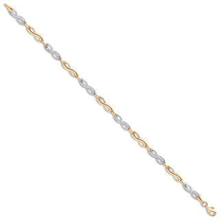 Y & White Gold Infinity CZ Ladies Bracelet
