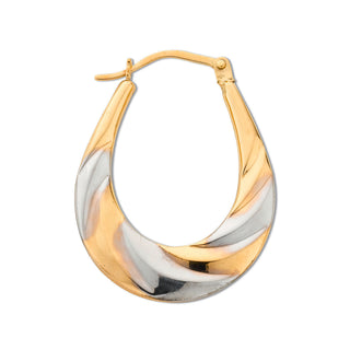 Y & White Gold Oval Hoop Earrings