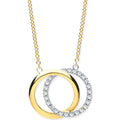 Y & White Gold Plain & CZ Circles Pendant On 18" Chain