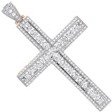 Y & White Gold Round CZ Cross