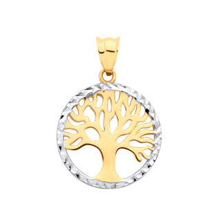 Y & White Gold Small Tree Of Life Pendant